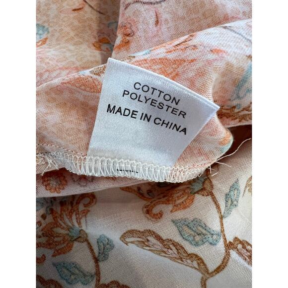 Ruby Sees V Neck Button Front Maxi dress Peach Floral Print - Picture 7 of 8